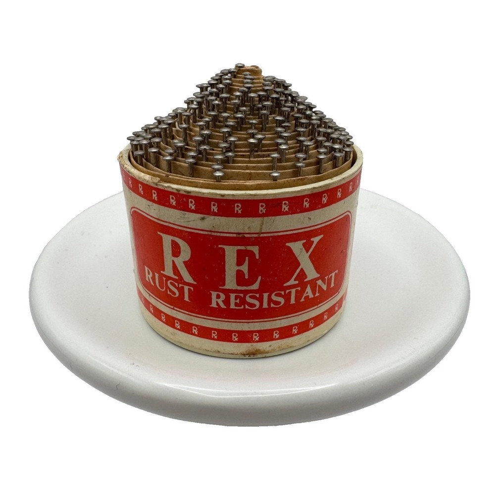 Vintage REX Rust Resistnat Desk Pins Original Pyramid Package No. 17